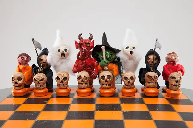 Piezas de ajedrez mexicano de Halloween