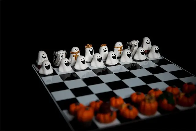 Ajedrez artesanal de Halloween
